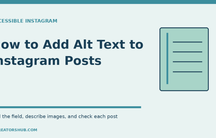 How to add alt text to Instagram posts, illustrated with a notebook and accessible image-description steps