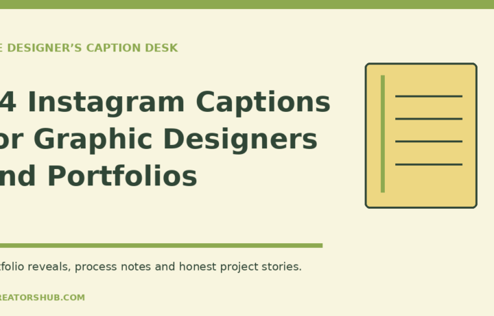 Instagram captions for graphic designers presented as an illustrated design notebook for portfolio, process and revision posts