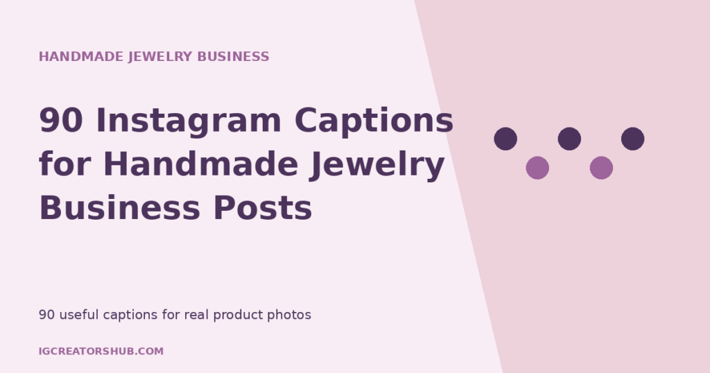 Instagram captions for handmade jewelry business shown with an original illustrated pendant, studio shapes and product copy