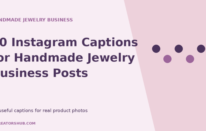 Instagram captions for handmade jewelry business shown with an original illustrated pendant, studio shapes and product copy
