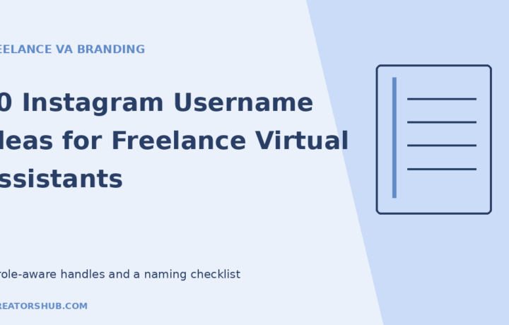 Instagram username ideas for freelance virtual assistants with an illustrated notebook of client task ideas