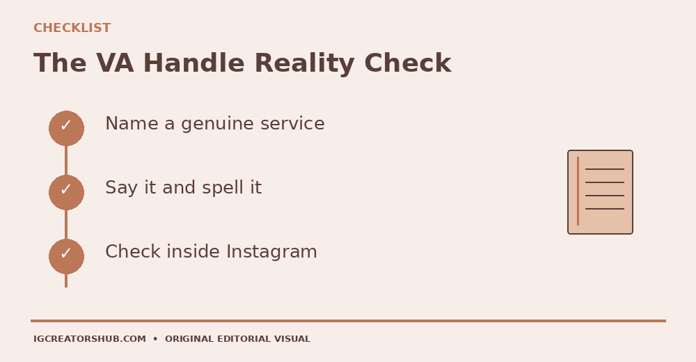 Checklist for choosing a correct and available freelance virtual assistant Instagram handle