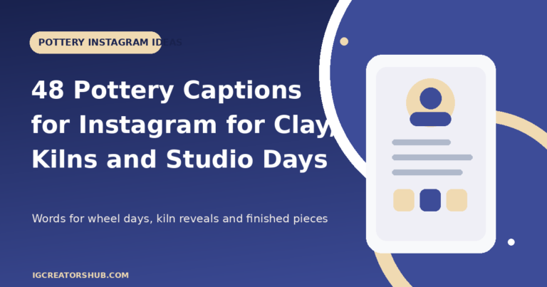 Pottery captions for Instagram cover graphic with the article title and an abstract profile-card illustration
